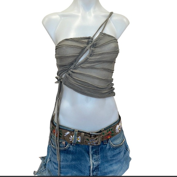 Jaded London Asymmetric Knit Top Grey MEDIUM Cut Out Festival One Shoulder NEW - Picture 3 of 6